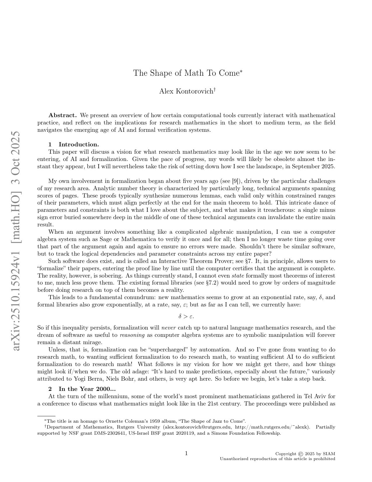 The Shape of Math To Come